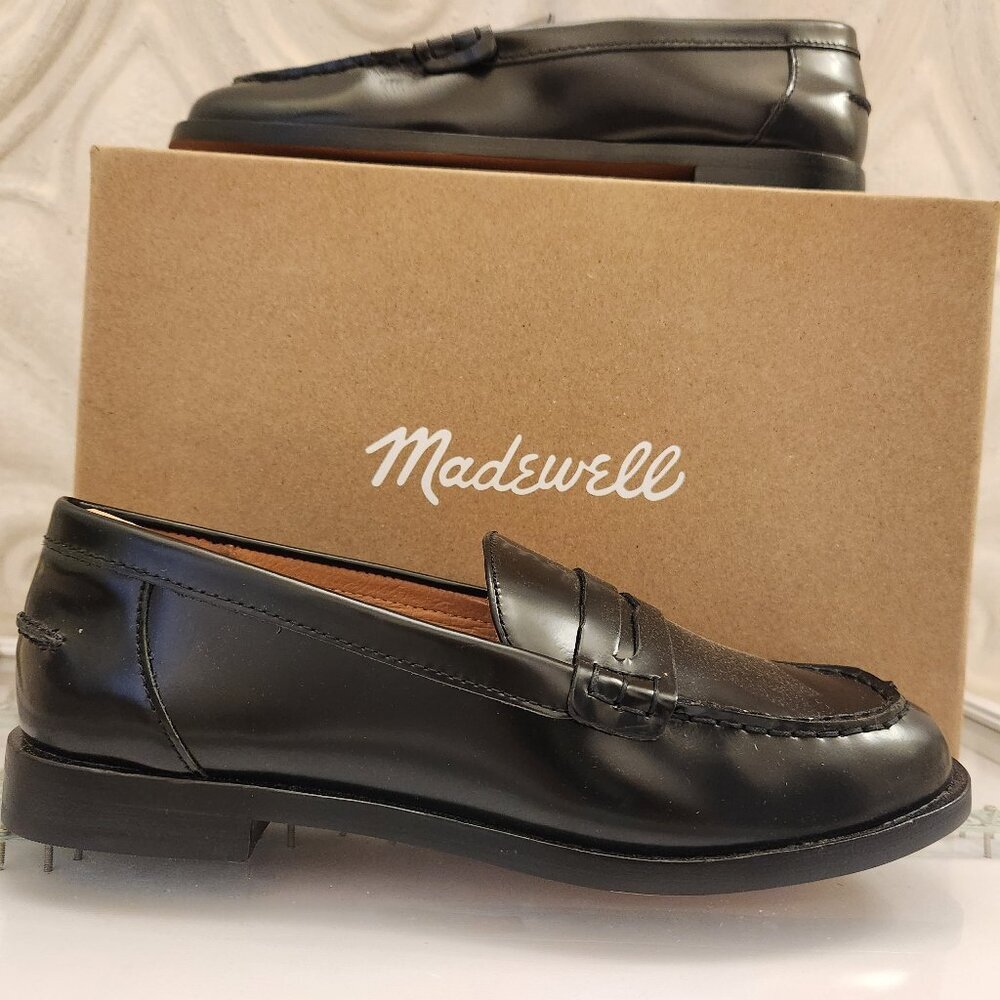 Madewell "The Nye" Black Leather Penny Loafers. NIB. Size: Various